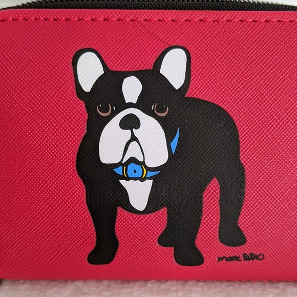 marc tetro Frenchie Wallet Wristlet Zip Around PVC Saffiano Red NWT - Picture 9 of 13